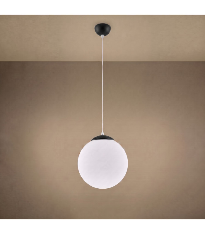 Ugo 30cm Globe Pendant Ceiling Light Black 1x E27-5