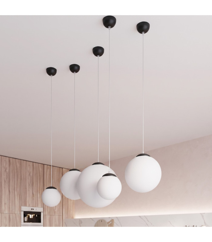 Ugo 30cm Globe Pendant Ceiling Light Black 1x E27-14