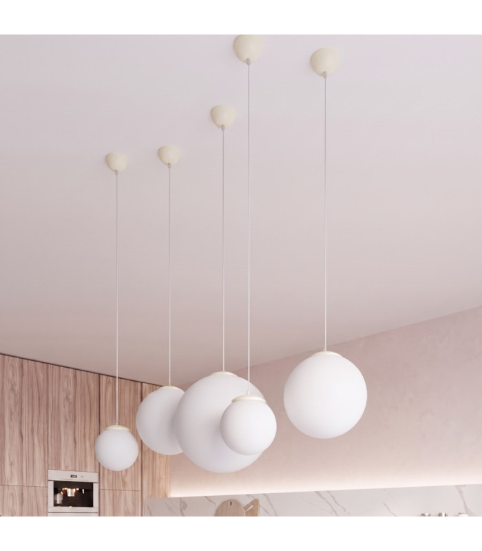 Ugo 30cm Globe Pendant Ceiling Light Beige 1x E27-2