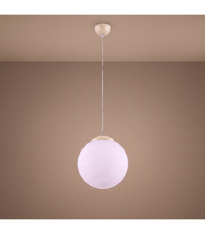 Ugo 30cm Globe Pendant Ceiling Light Beige 1x E27-4