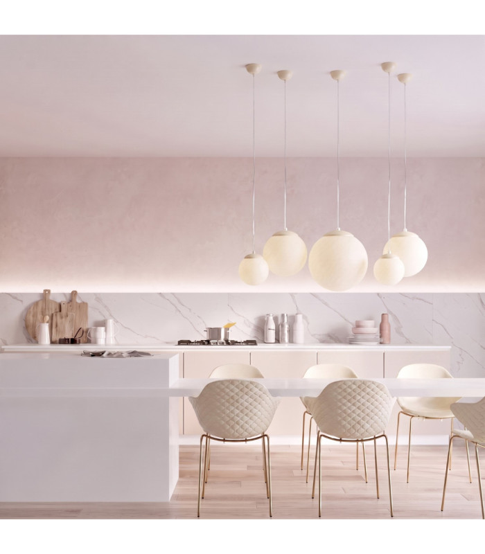 Ugo 30cm Globe Pendant Ceiling Light Beige 1x E27-13
