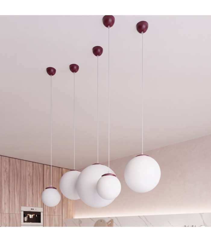 Ugo 30cm Globe Pendant Ceiling Light Burgundy 1x E27-2