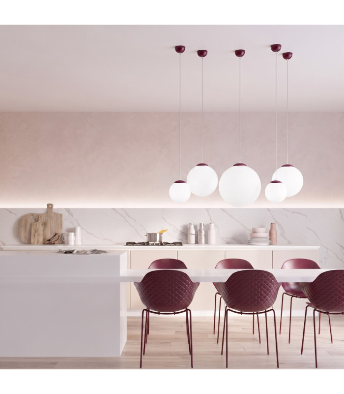 Ugo 40cm Globe Pendant Ceiling Light Burgundy 1x E27-13