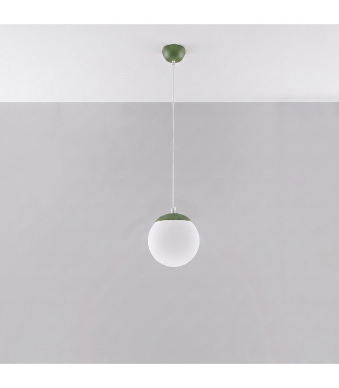 Ugo 20cm Slim Pendant Ceiling Light Olive Green 1x E27-3