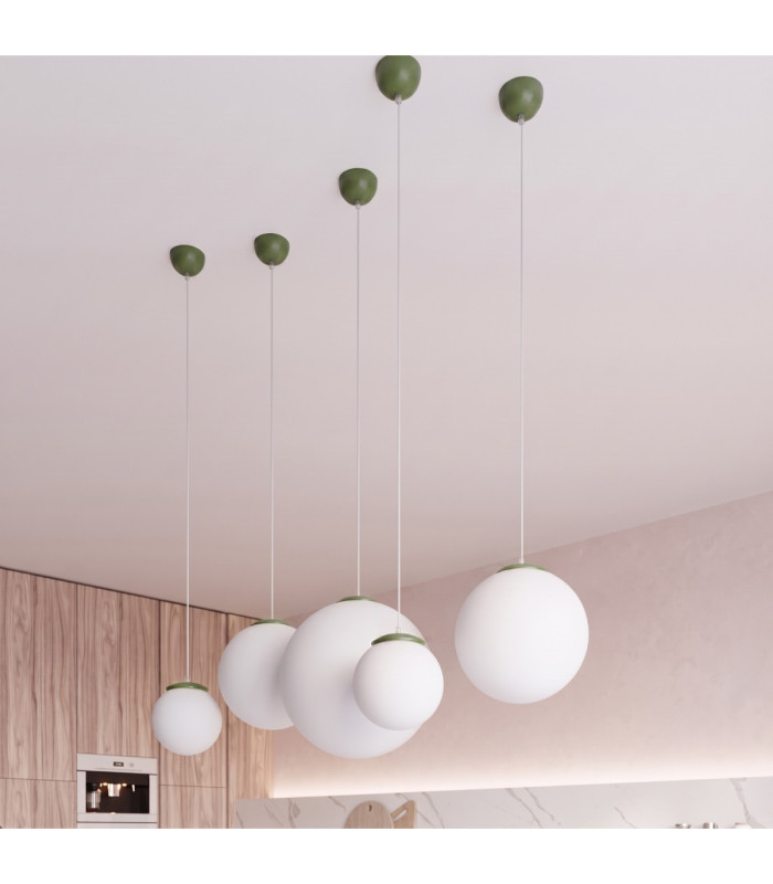 Ugo 40cm Globe Pendant Ceiling Light Olive Green 1x E27-2