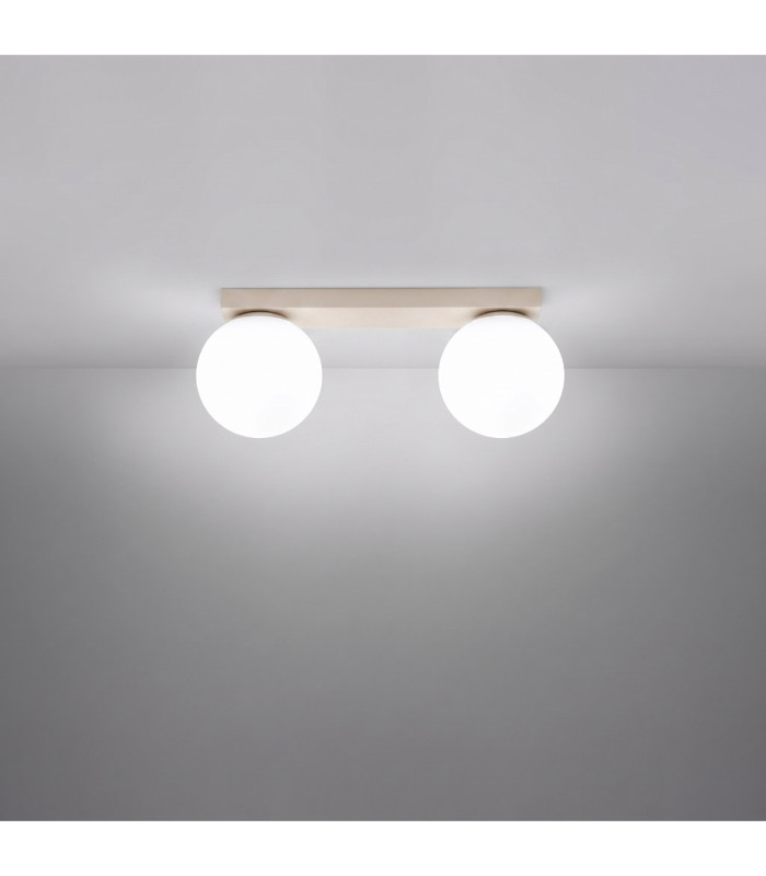 Yoli Twin Globe Ceiling Light Beige 2x G9-4