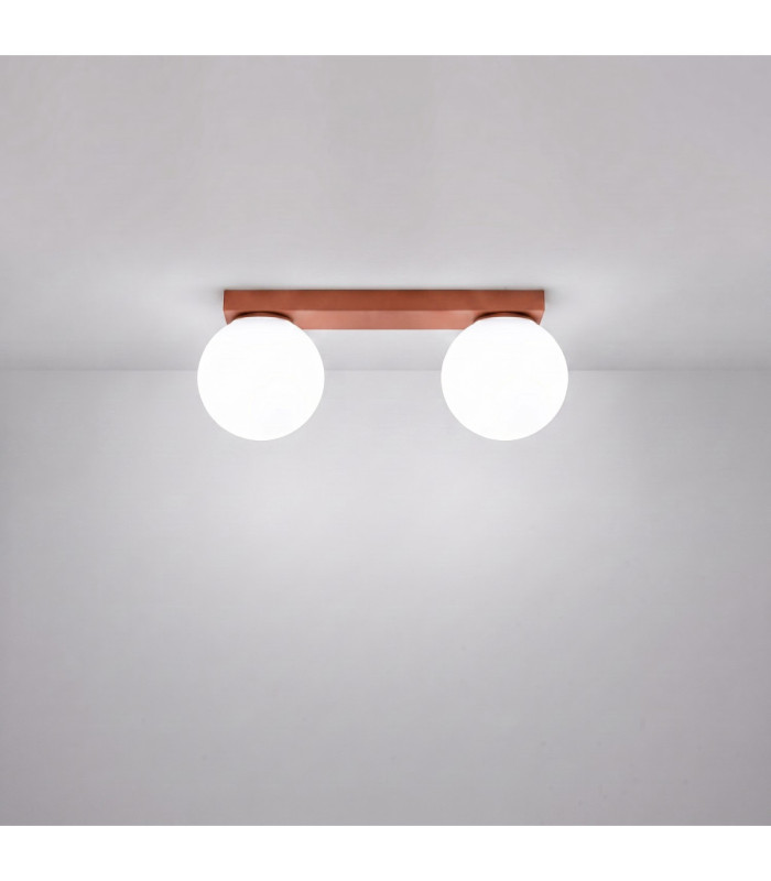 Yoli Twin Globe Ceiling Light Red Ochre 2x G9-4