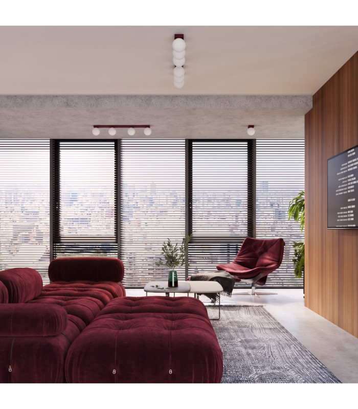 Yoli Single Globe Ceiling Light Burgundy 1x G9-11