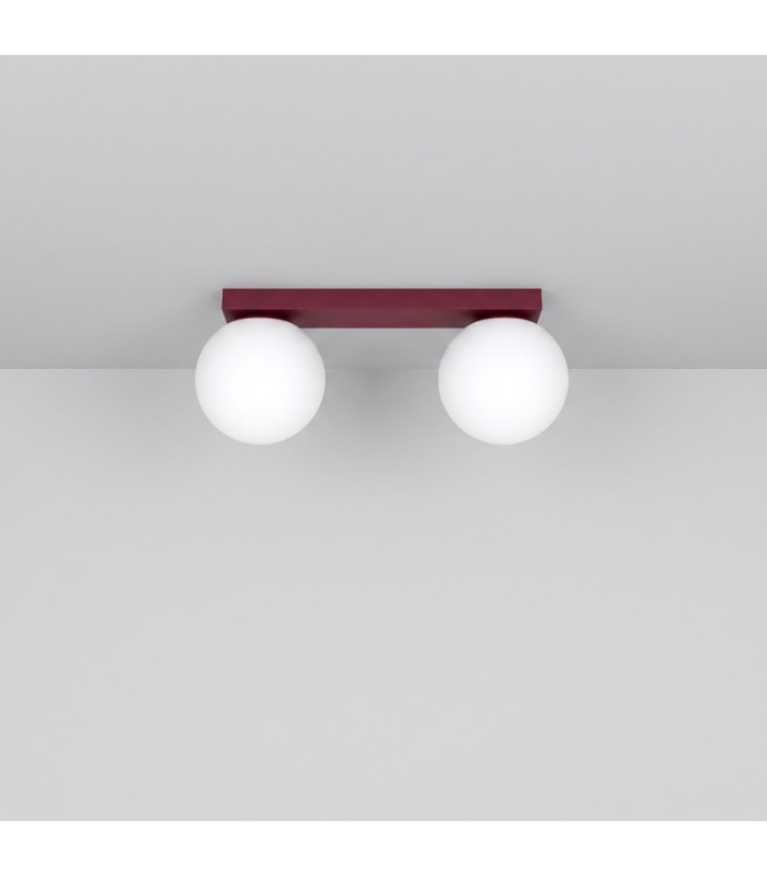 Yoli Twin Globe Ceiling Light Burgundy 2x G9-3