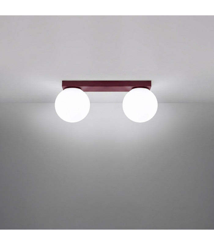 Yoli Twin Globe Ceiling Light Burgundy 2x G9-4