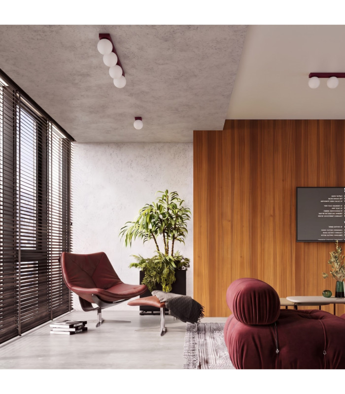 Yoli Tripple Globe Ceiling Light Burgundy 3x G9-2