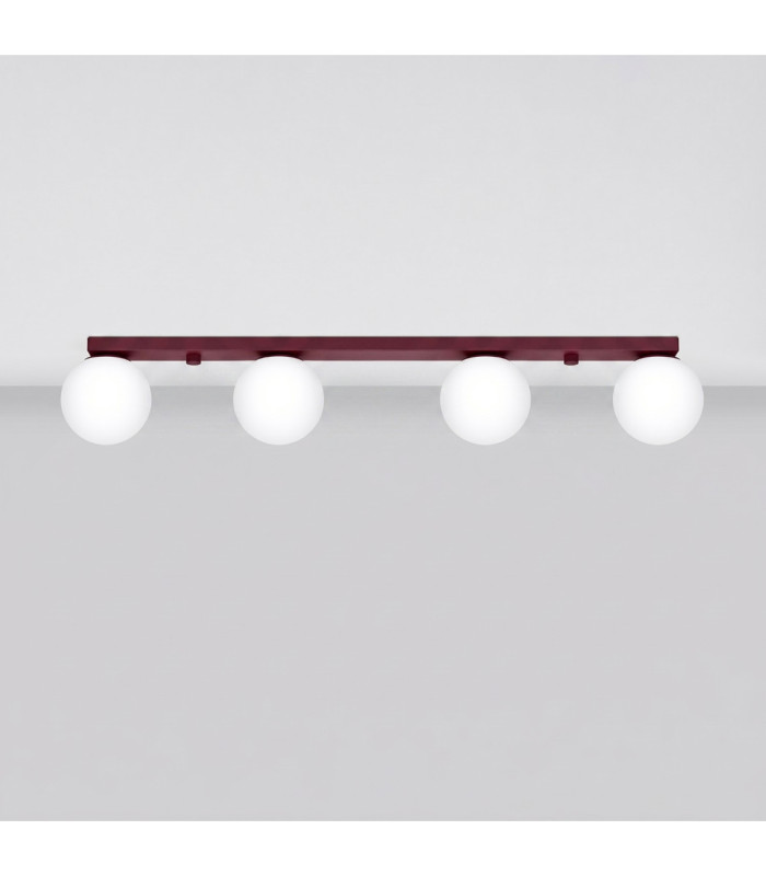 Yoli Quad Ceiling Spotlight Bar Burgundy 4x G9-3