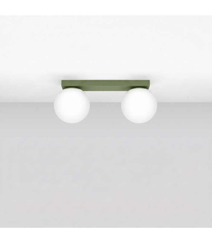 Yoli Twin Globe Ceiling Light Olive Green 2x G9-3