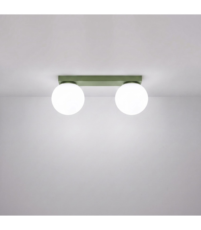 Yoli Twin Globe Ceiling Light Olive Green 2x G9-4
