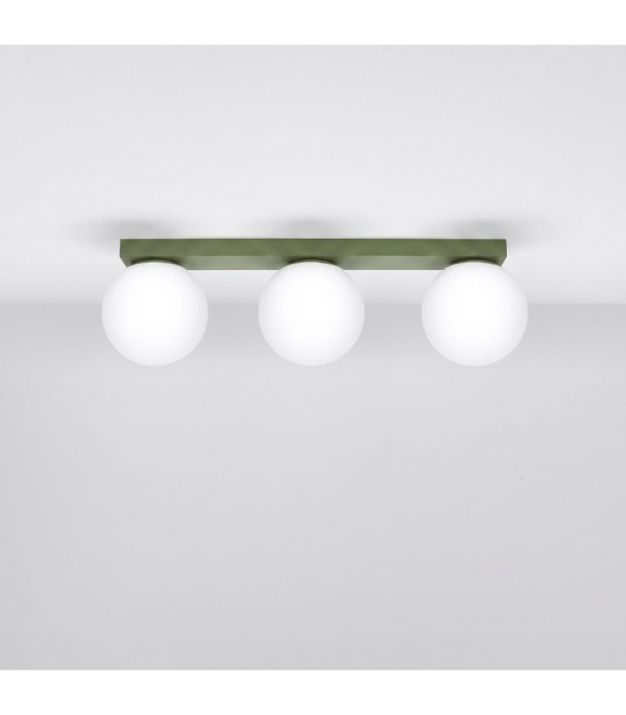 Yoli Tripple Globe Ceiling Light Olive Green 3x G9-3