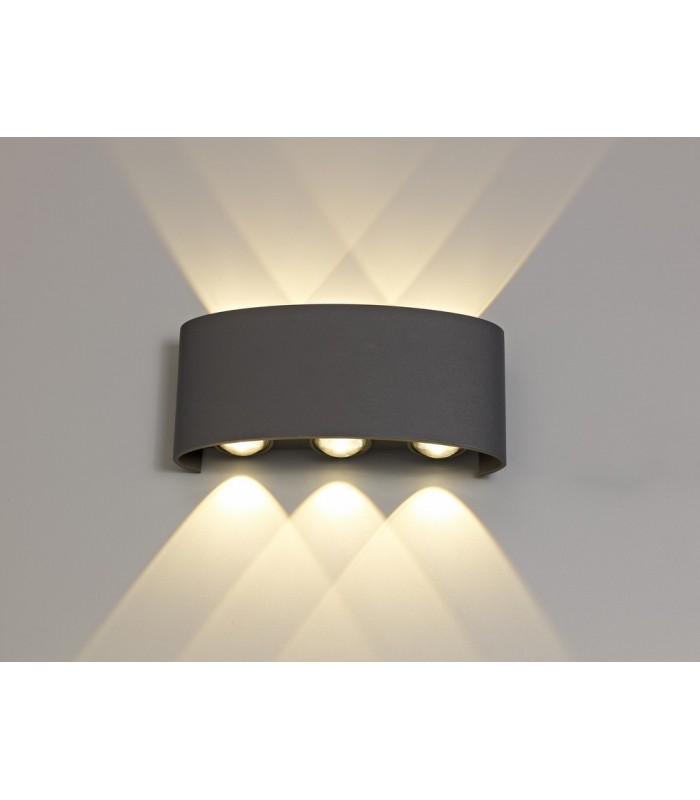 LED Up & Downward Lighting Wall Light, 6W, 3000K, Anthracite, 500lm, IP54 - 8