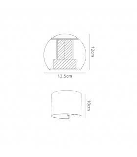 LED Up & Downward Lighting Wall Light 2x3W, 3000K, Sand White, 410lm, IP54 - 2