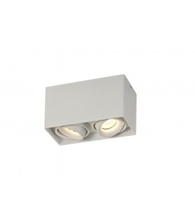 Surface Mounted Adjustable Rectangular Spotlight, 2 Light GU10, Sand White - 1