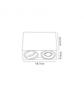 Surface Mounted Adjustable Rectangular Spotlight, 2 Light GU10, Sand White - 2