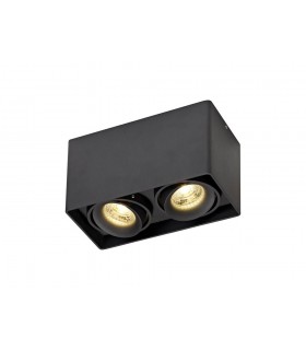 Surface Mounted Adjustable Rectangular Spotlight, 2 Light GU10, Sand Black - 1
