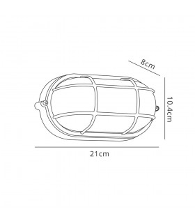 Oval Wall, Ceiling Bulkhead Lamp, 1 Light E27, IP44, Black, Glass - 2
