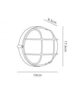 Round Wall, Ceiling Bulkhead Lamp, 1 Light E27, IP44, White, Glass - 2