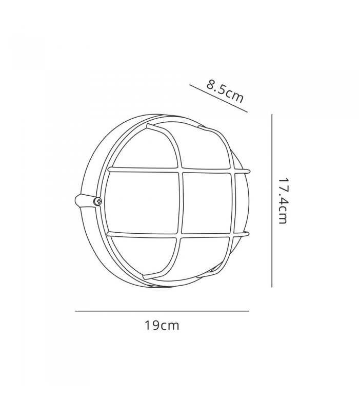 Round Wall, Ceiling Bulkhead Lamp, 1 Light E27, IP44, White, Glass - 2