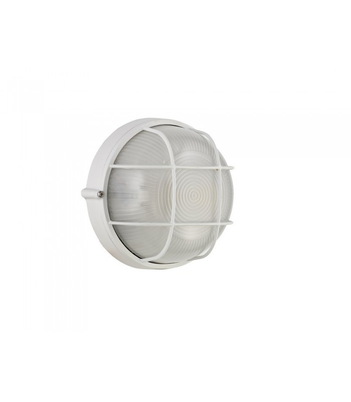 Round Wall, Ceiling Bulkhead Lamp, 1 Light E27, IP44, White, Glass - 4