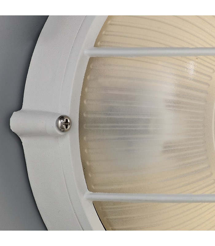 Round Wall, Ceiling Bulkhead Lamp, 1 Light E27, IP44, White, Glass - 6