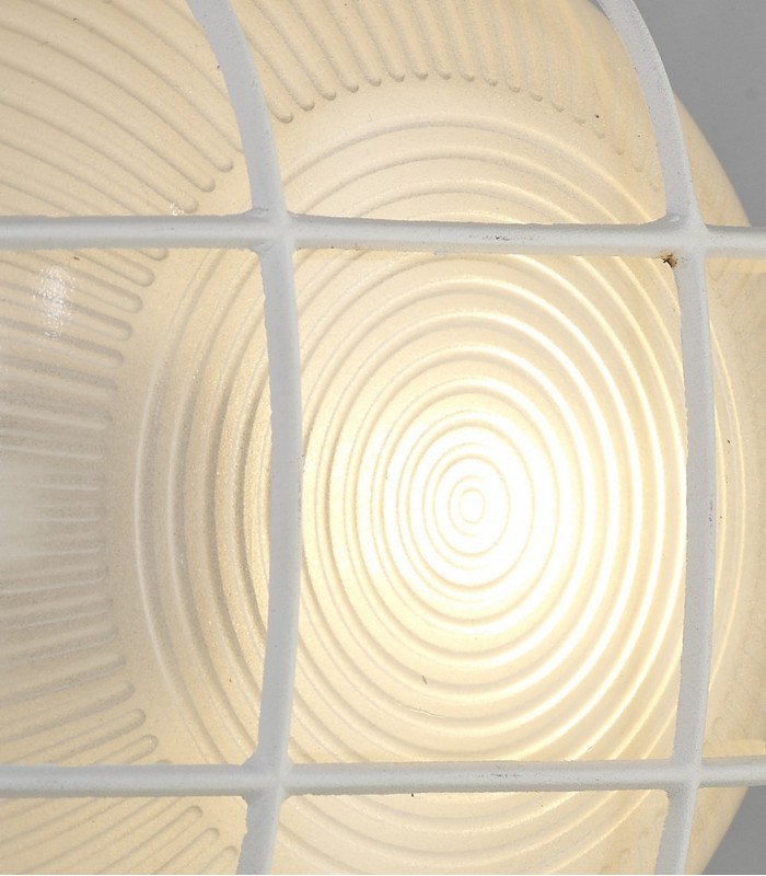 Round Wall, Ceiling Bulkhead Lamp, 1 Light E27, IP44, White, Glass - 7