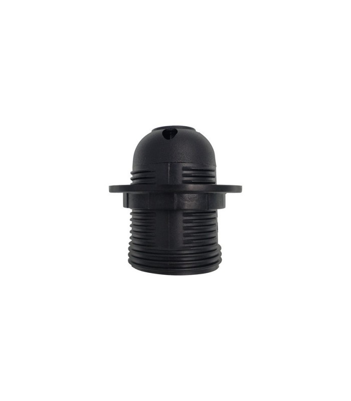 E27 Black Continental Lampholder With Shade Ring - 1