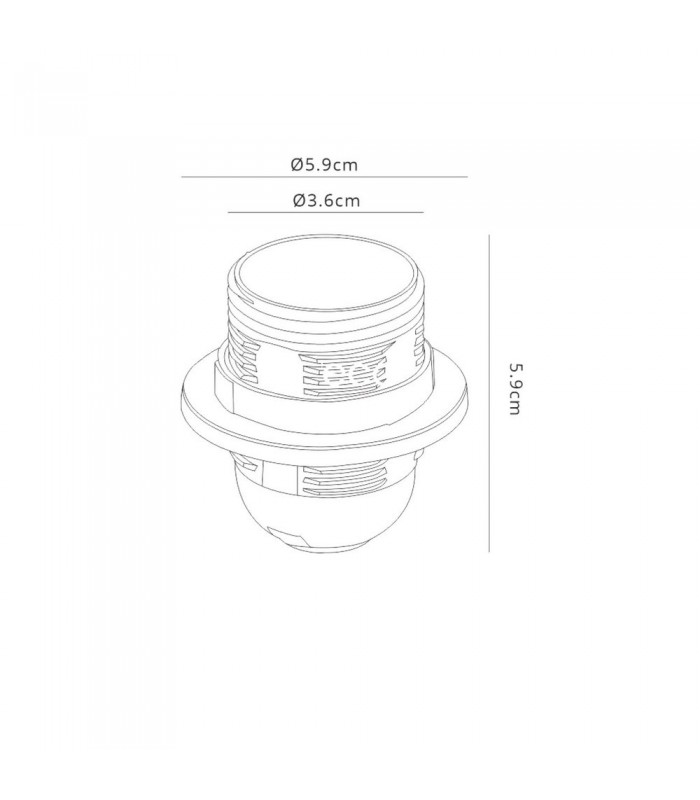E27 Black Continental Lampholder With Shade Ring - 2