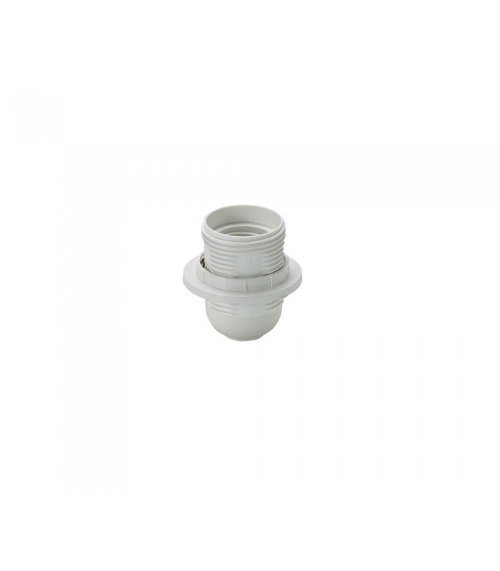 E27 White Continental Lampholder With Shade Ring - 1