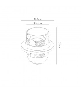 E27 White Continental Lampholder With Shade Ring - 2