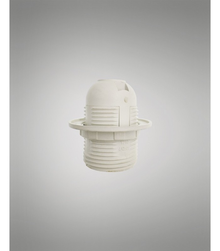 E27 White Continental Lampholder With Shade Ring - 3