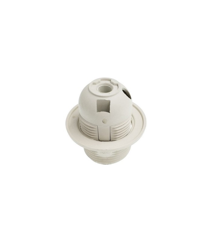 E27 White Continental Lampholder With Shade Ring - 4