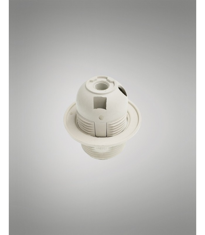 E27 White Continental Lampholder With Shade Ring - 5