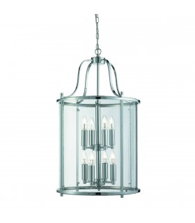 8 Light Ceiling Lantern Pendant Chrome, Glass Eight, E14 - 1