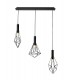 Linear Ceiling Cluster Pendant 3 Light E27 Black - 1