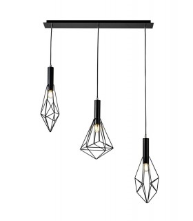 Linear Ceiling Cluster Pendant 3 Light E27 Black - 1