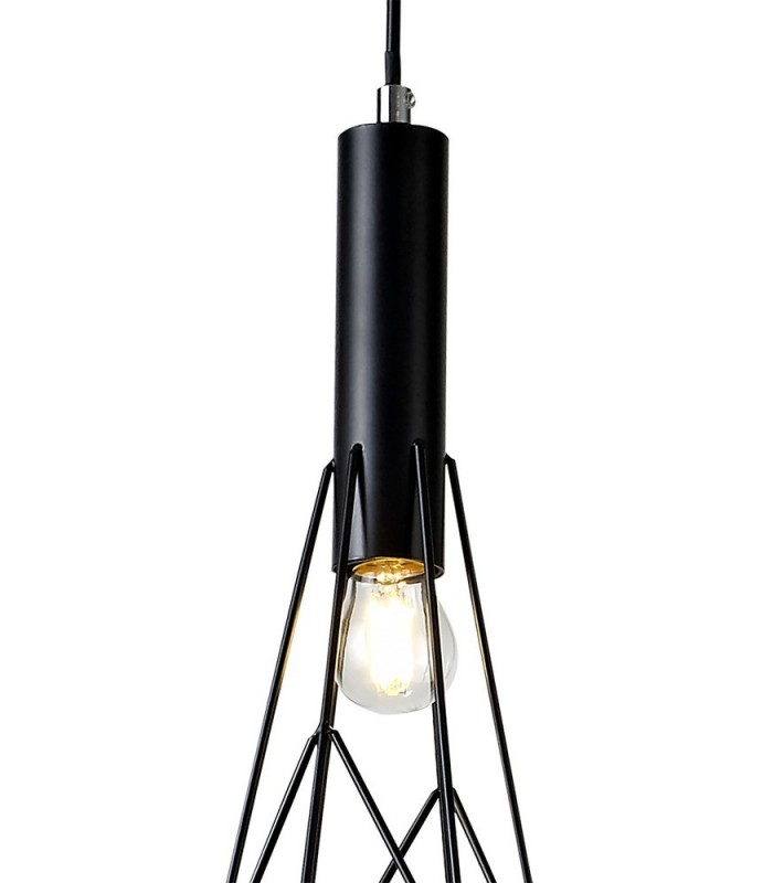Linear Ceiling Cluster Pendant 3 Light E27 Black - 10