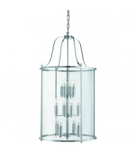 12 Light Ceiling Lantern Pendant Chrome, Glass Twelve, E14 - 1