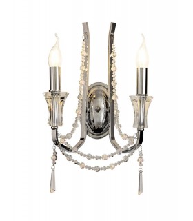 Wall Lamp 2 Candle Light E14 Polished Chrome, Crystal - 1
