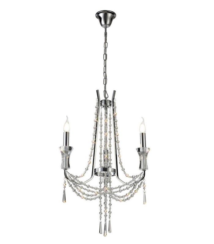 Ceiling Chandelier Pendant 3 Light E14 Polished Chrome, Crystal - 1