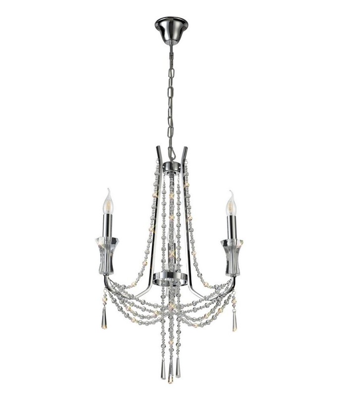 Ceiling Chandelier Pendant 3 Light E14 Polished Chrome, Crystal - 4