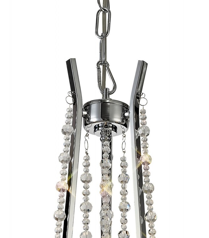 Ceiling Chandelier Pendant 3 Light E14 Polished Chrome, Crystal - 6