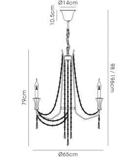 Ceiling Chandelier Pendant 6 Light E14 Polished Chrome, Crystal - 2