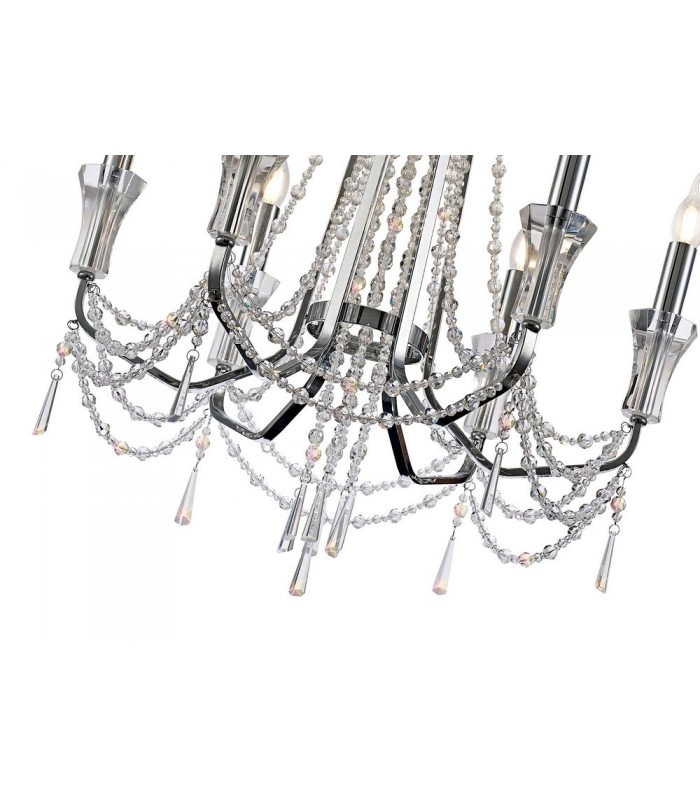 Ceiling Chandelier Pendant 6 Light E14 Polished Chrome, Crystal - 6