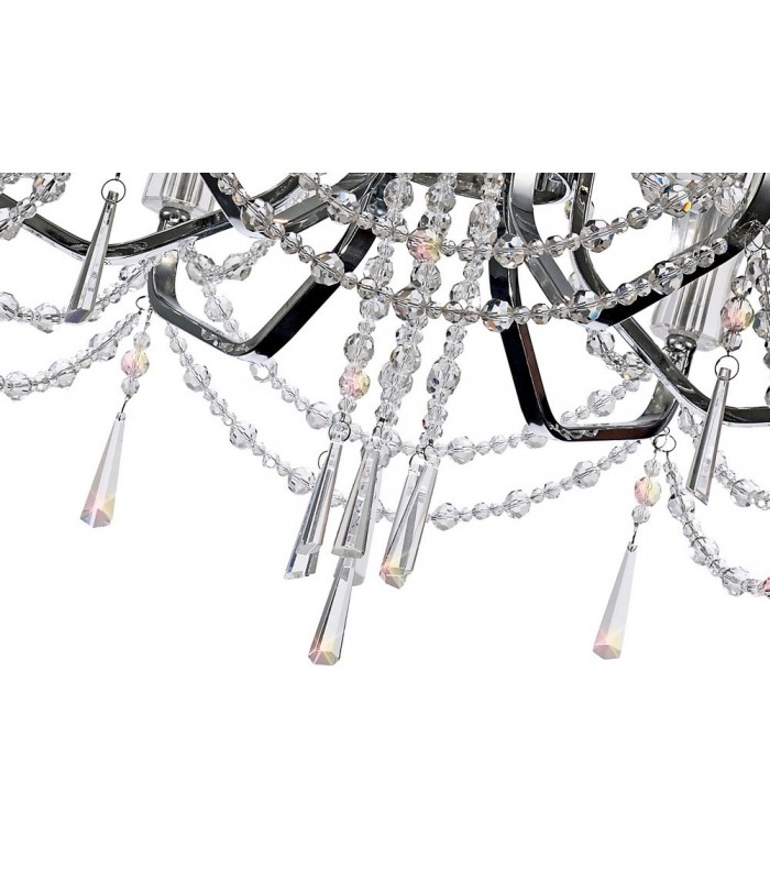 Ceiling Chandelier Pendant 6 Light E14 Polished Chrome, Crystal - 7