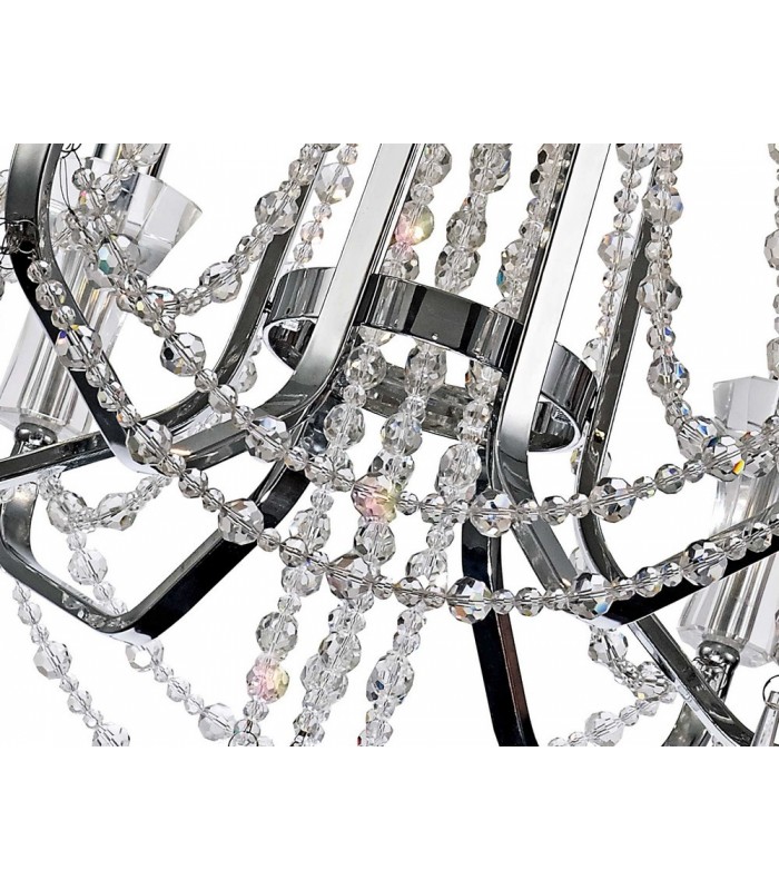 Ceiling Chandelier Pendant 6 Light E14 Polished Chrome, Crystal - 8